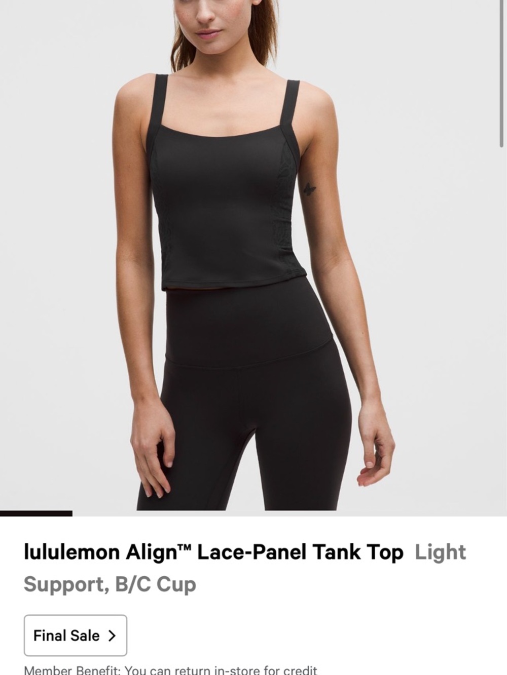 lululemon athletica Black Lace-Panel Tank Top